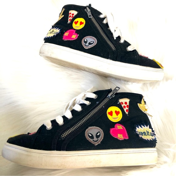 Steve Madden Girl’s Emoji Patch SideZipper High Top Sneakers Shoes, 4 - Picture 6 of 11